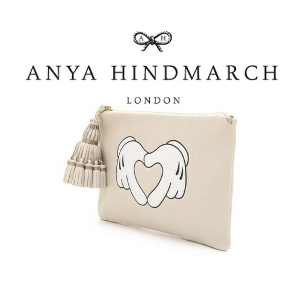 Anya Hindmarch - Heart Hands Georgiana tasseled leather Clutch Bag EUC